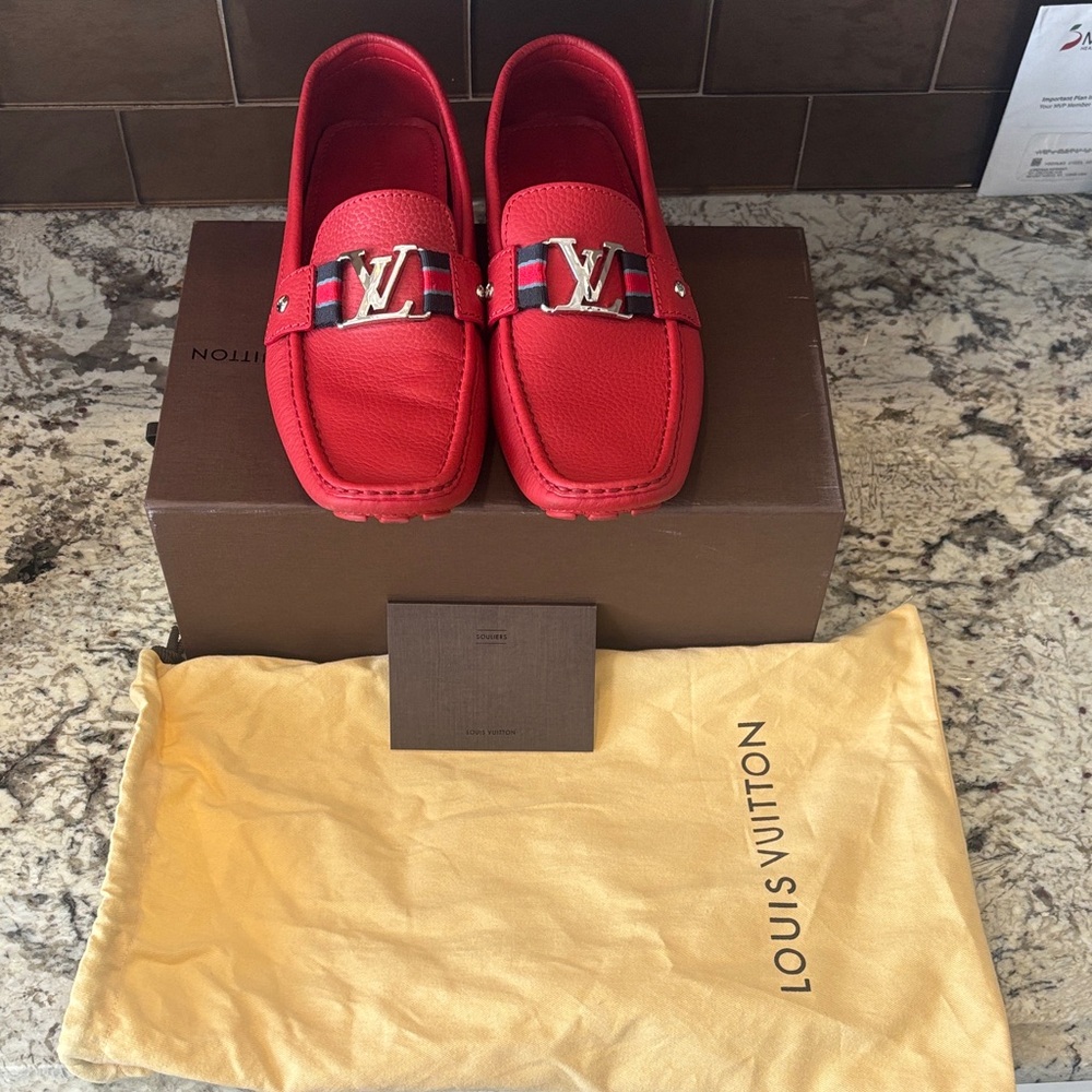 Louis Vuitton Vibrant Red Driving Shoes - Picture 10 of 11